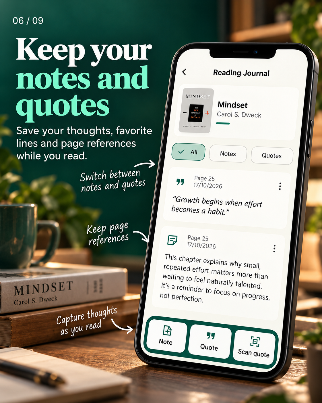 ReadMeld reading journal for keeping private notes, quotes and page references